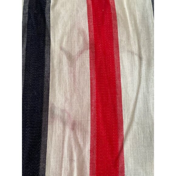 Vintage Fabric Red White Navy Stripe Quilting Sewing Cloth Cotton ~208 X 36 AS I - Picture 10 of 16